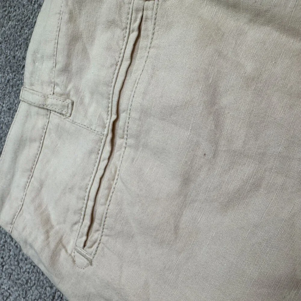 Faherty Linen Blend Chino Shorts Mens 34 Beige Flat Front Casual Summer Classic